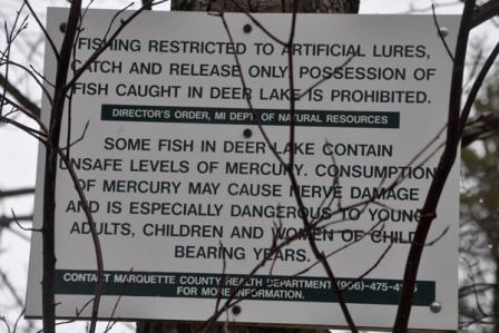 Sign at Deer Lake AOC warning of fish consumption advisories