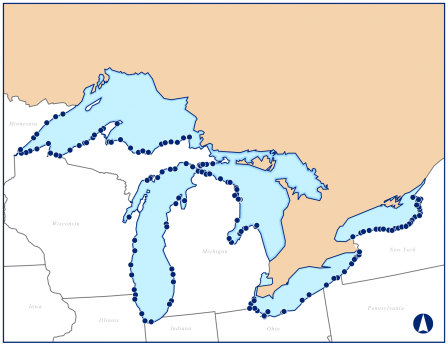 Map: Sampling Locations for the Great Lakes Human Health Fish Tissue Study