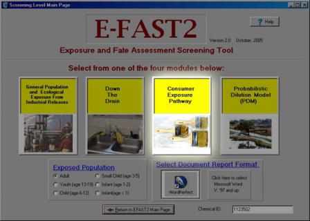 Screen Shot of Initial Page of E-FAST V2.0