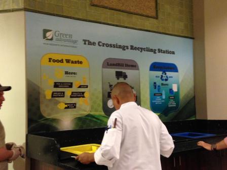 Recycling station in employee dining area.