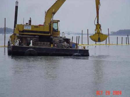 barge dredging silt from Black Lagoon