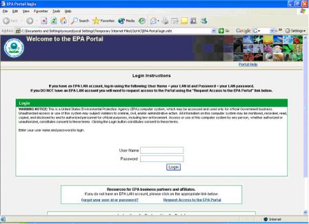 Request Access to the EPA Portal