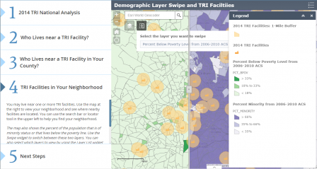 Screenshot of TRI Story Map for the 2015 National Analysis