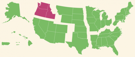 A map showing the regions of the United States, with the northwest region highlighted.