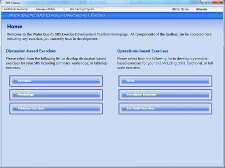 Screen shot of exercise development toolbox