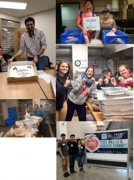 this is a collage of five photos from Rochester Institute of Technology regarding their participation in the Food Recovery Challenge
