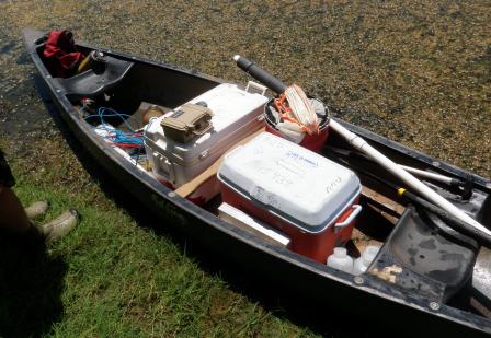 Canoe filled with sampling gear for the NLA 2012