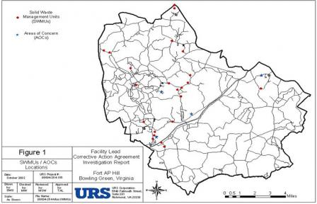 RCRA Corrective Action Site Map for US Army Garrison Fort AP Hill