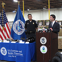 EPA Regional Administratory Jared Blumenfeld and U.S. Customs and Border Protection official at press conference