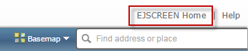 screenshot of EJSCREEN toolbar with Help link