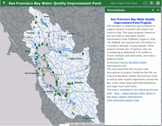Screen image of San Francisco Bay Water Quality Improvement Fund Interactive Project Map