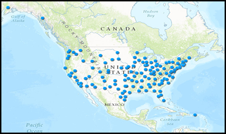 Image of map of RadNet air monitoring locations