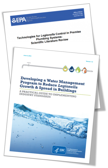 EPA's document on Technologies for Legionella Control in Premise Plumbing Systems and CDC's National Toolkit for Legionella Control in Building Water Systems.