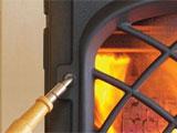 Wood burning stove closeup