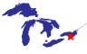 Map of the Great Lakes showing general location of the Rochester Embayment AOC
