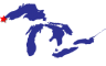 Map of the Great Lakes showing general location of the St. Louis River and Bay AOC
