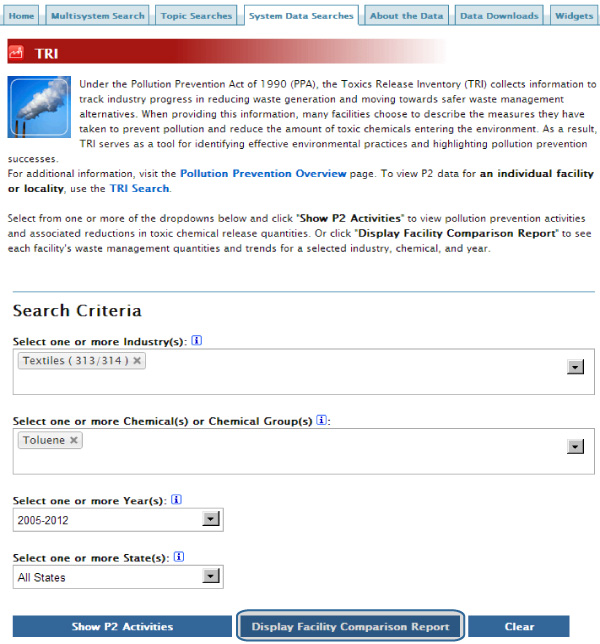 P2 Tool Quick Start Guide | Envirofacts | US EPA