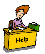 Image of a lady working at the Help desk.