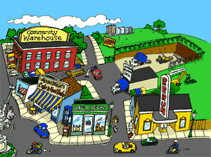 Image of a Recycle City neighborhood.