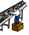 Image of a man sorting recycled materials.