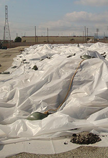 Covered excavated dirty soil at Montrose Chemical Corporation of California