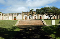 The front steps of historic Old Maui High School