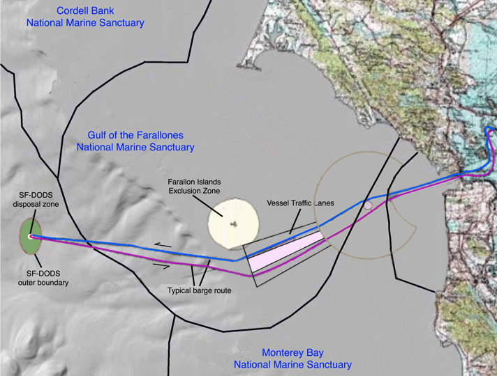 Typical vessel route to SF-DODS