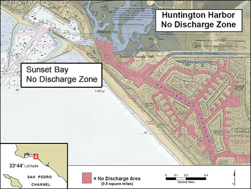Map of Huntington Harbor No Discharge Zone