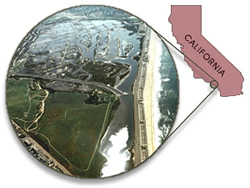 Aerial view of the Bolsa Chica wetlands as they appeared before the restoration project.