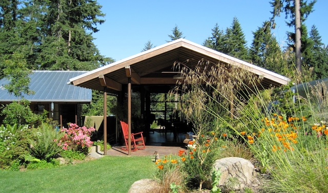 A beautiful home featuring low–water landscaping.