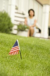 Picture of a flag on a lawn